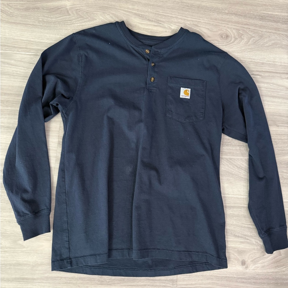 Carhartt Men's Dark Blue Long Sleeve Henley